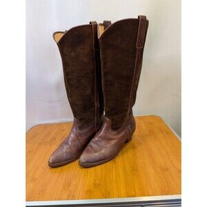 Men's Period Reproduction Boots Cavalier Leather Suede Brown Riding 7.5 (Z01)